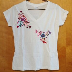 Embroidered blouse with pansies from Oaxaca